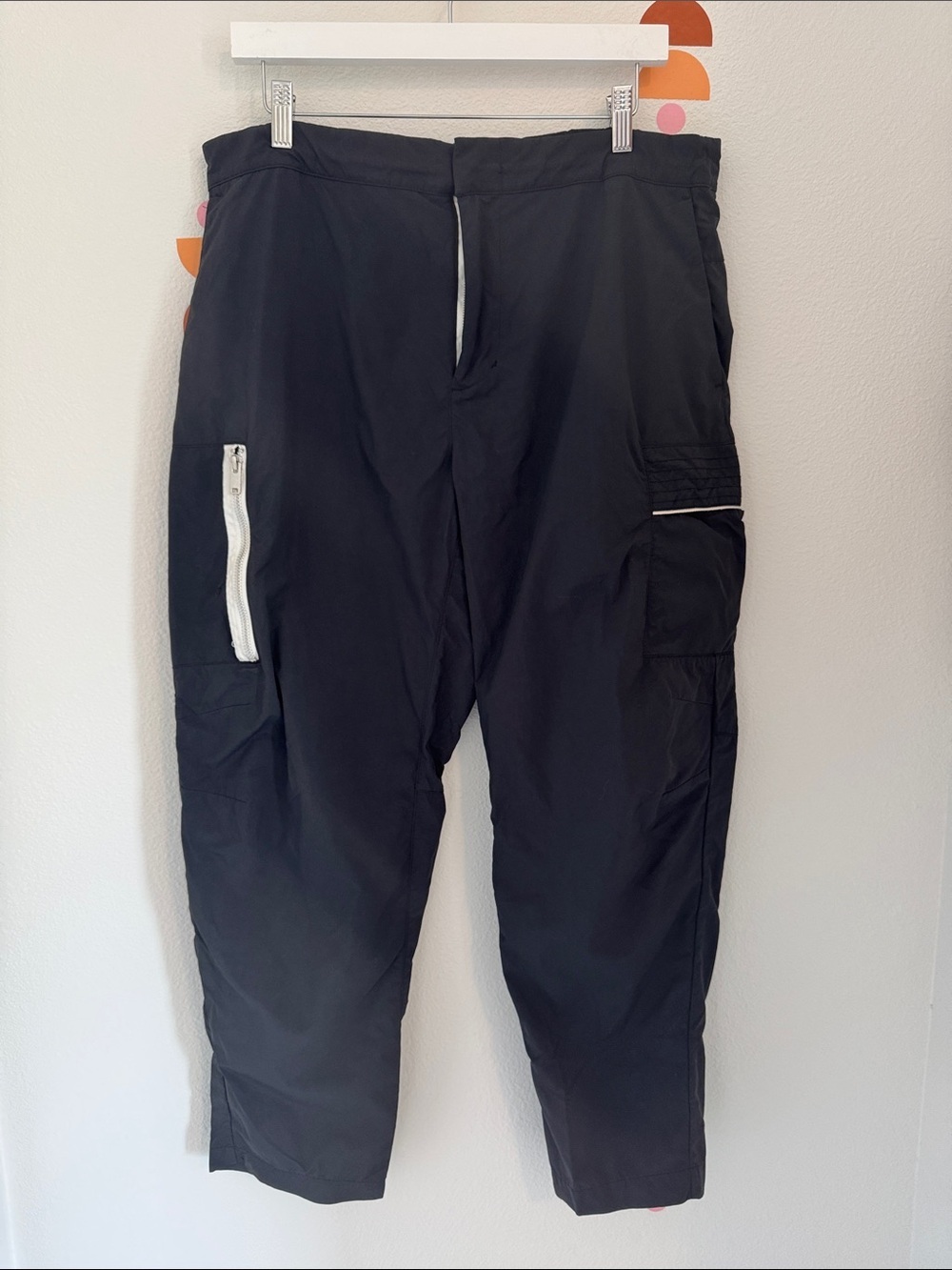 Nike Black Cargo Pants with White Zip Accents N0162